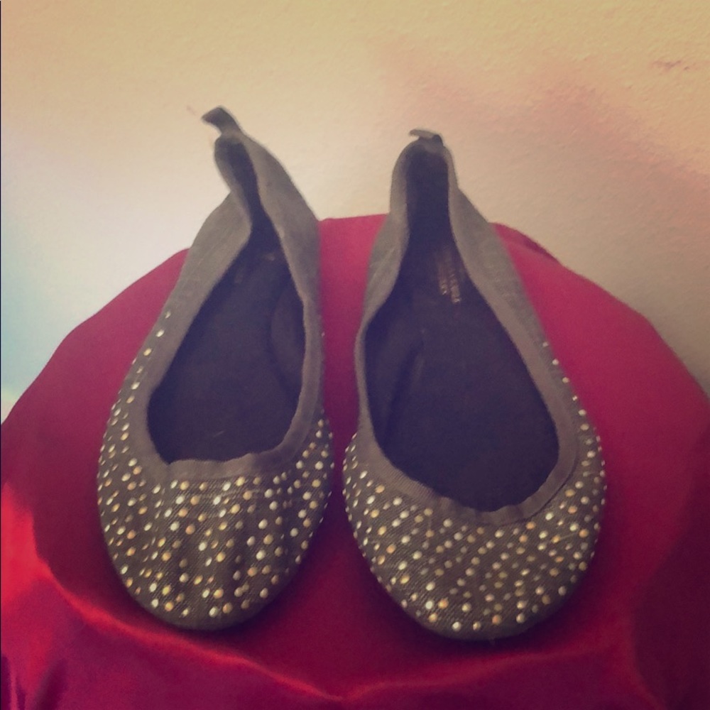 Denim Studded Flats